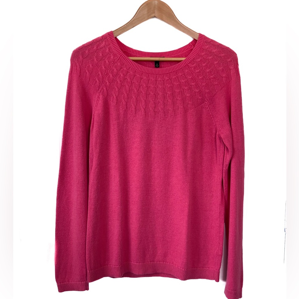 Talbot’s Coral Pink Braided Yoke Long Sleeve Sweater Women’s (M)